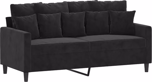 Divano | Divano da soggiorno | Sofa a 2 Posti Nero 140 cm in Velluto