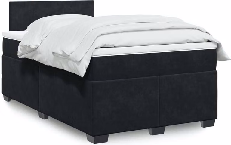 Maison Exclusive - Giroletto a Molle con Materasso Nero 120x190 cm in Velluto
