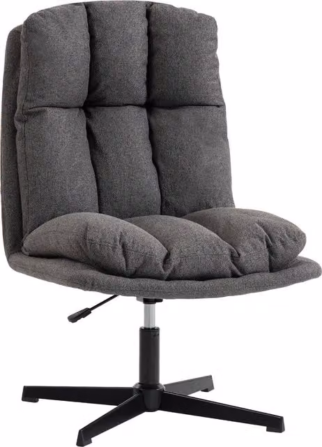 Poltrona d'accento girevole HOMCOM in tessuto effetto lino con gambe in metallo, Grigio scuro