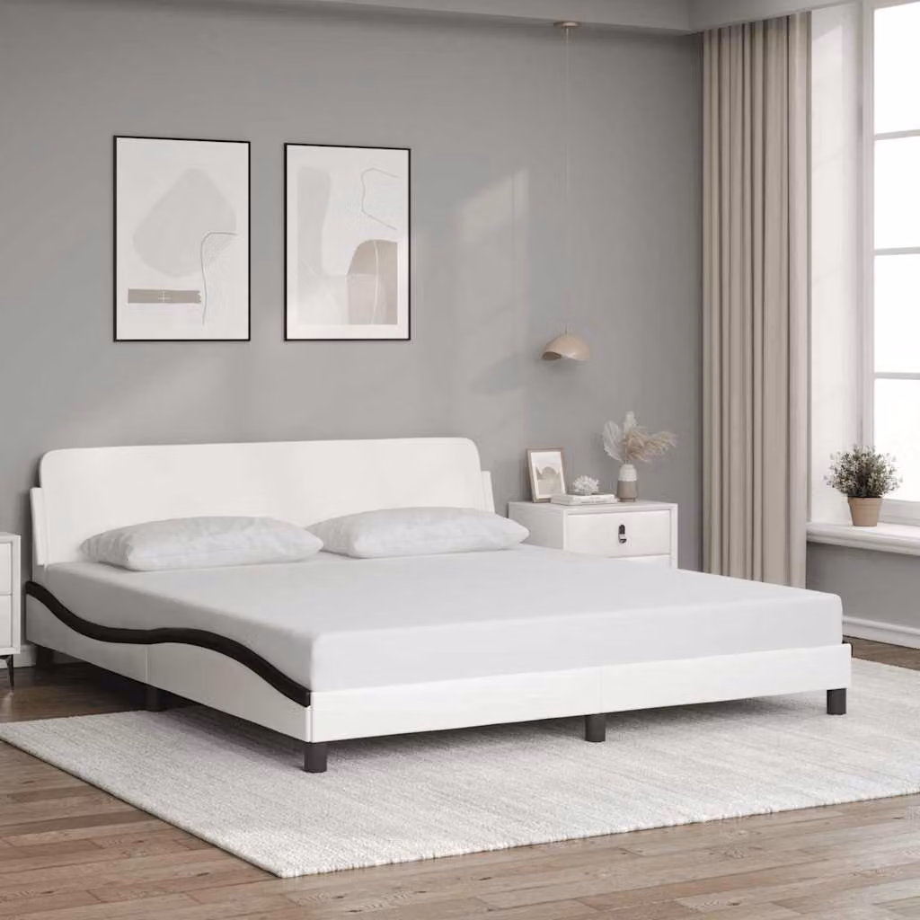 vidaXL Giroletto Dover Bianco e Nero in Similpelle L/P: 180 x 200 cm