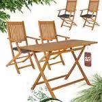 CASARIA® Set di mobili da giardino in legno pieghevole certificato FSC®- / SVLK- incl. cuscini acacia teak giardino balcone terrazza 125x60cm gruppo di sedute resistente alle intemperie Out