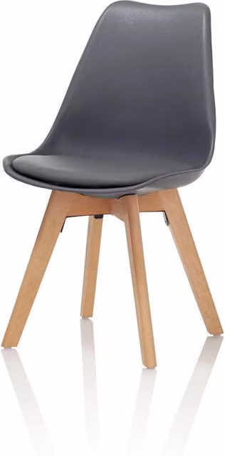 Set di 4 sedie MIRIAM AQA DESIGN in ecopelle grigia con struttura in legno di faggio e plastica