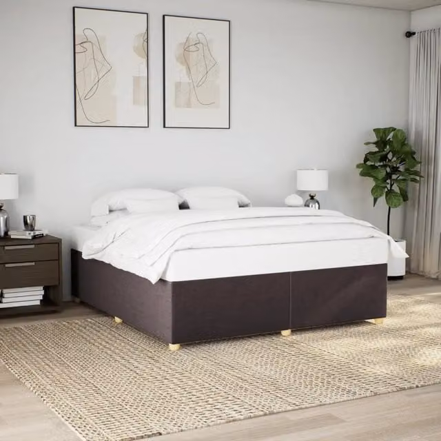 Giroletto vidaXL senza materasso in tessuto marrone scuro L: 180 cm, P: 200 cm – 1