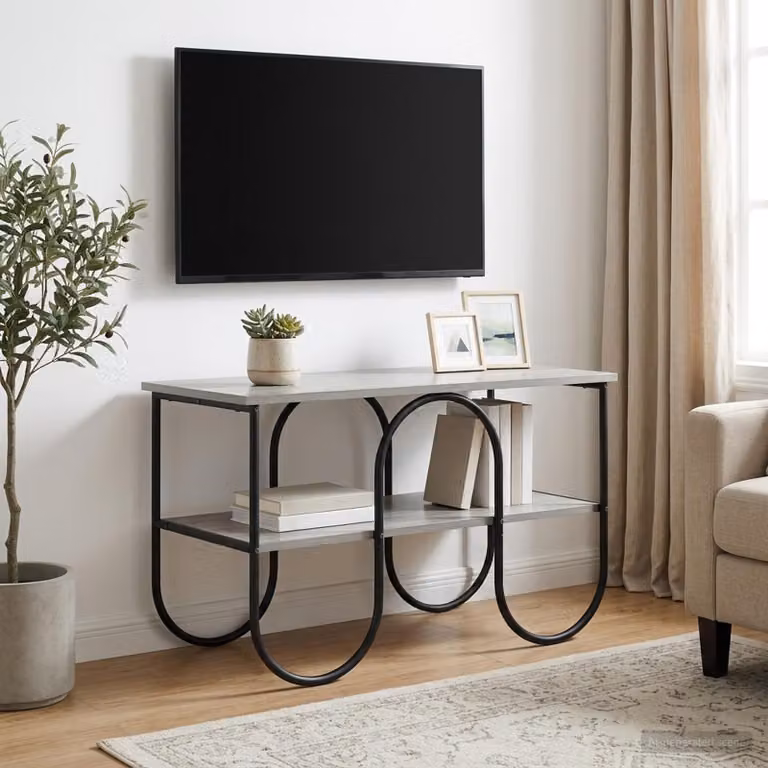 Supporto TV vidaXL in stile industriale, colore grigio, realizzato in legno e metallo, L 80 cm x P 40 cm x H 50 cm