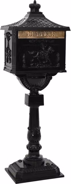 Cassetta Postale Verticale da Esterno vidaXL in Alluminio Nero L: 42,5 cm, P: 29,5 cm, H: 117 cm