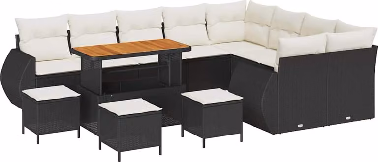 Set Divano da Giardino 13 pcs Nero polyrattan