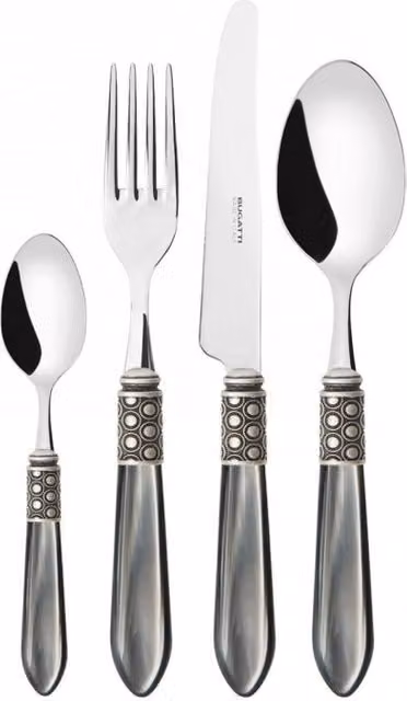 OPTICAL Ghiera Argento Anticato, Posate Set 24 Pz, Scatola Colore: Grigio