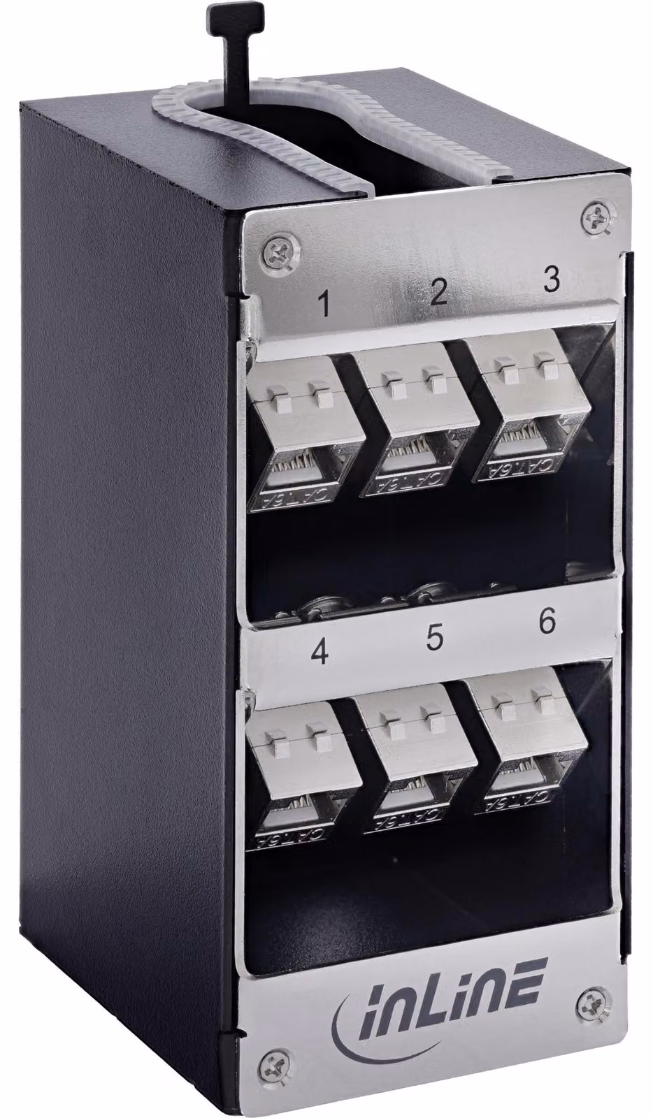 Pannello di connessione Keystone Cat.6A, per montaggio a parete o su guida DIN, schermato (STP), 6 porte