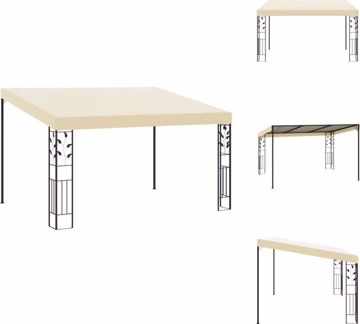 vidaXL Padiglione a muro 4x3x2,5 m bianco crema - Padiglioni e tende per feste