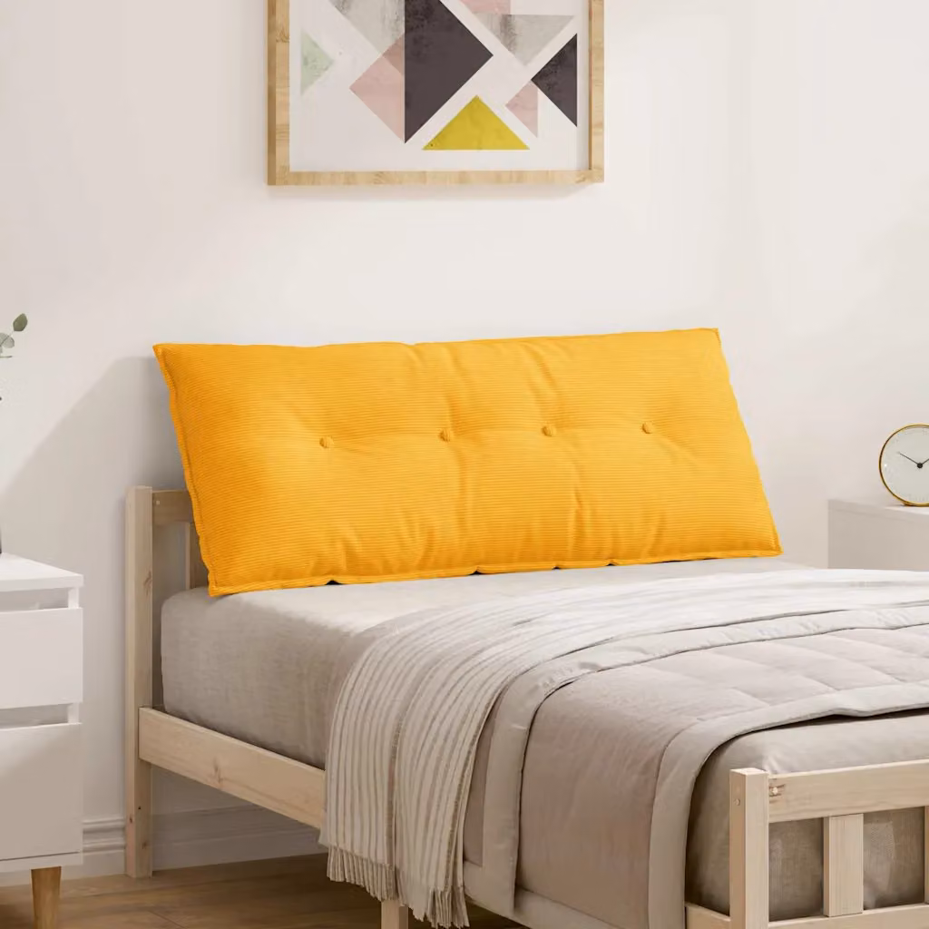 vidaXL Cuscino per Schiena Giallo con Rivestimento in Velluto a Costine Rimovibile L: 120 cm, P: 50 cm