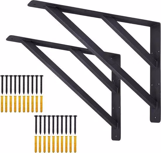 Supporto per piani di lavoro per carichi pesanti 16 x 30 cm - Set da due pezzi - Per piani di lavoro e banchi da lavoro in uffici e scrivanie