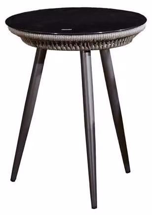 BREVE | Tavolino - Rotondo - Grigio - Alluminio - Piano in vetro - Design moderno