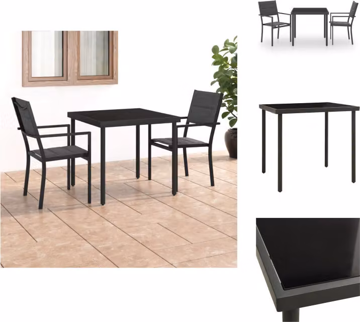 set da pranzo da giardino in acciaio vidaXL 3 pezzi - Set di mobili da giardino
