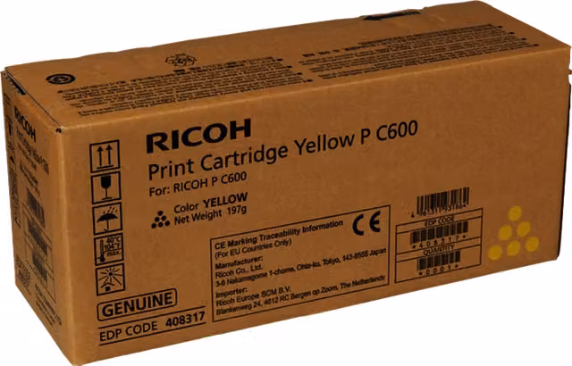 Ricoh 408317 cartuccia toner 1 pz Originale Giallo