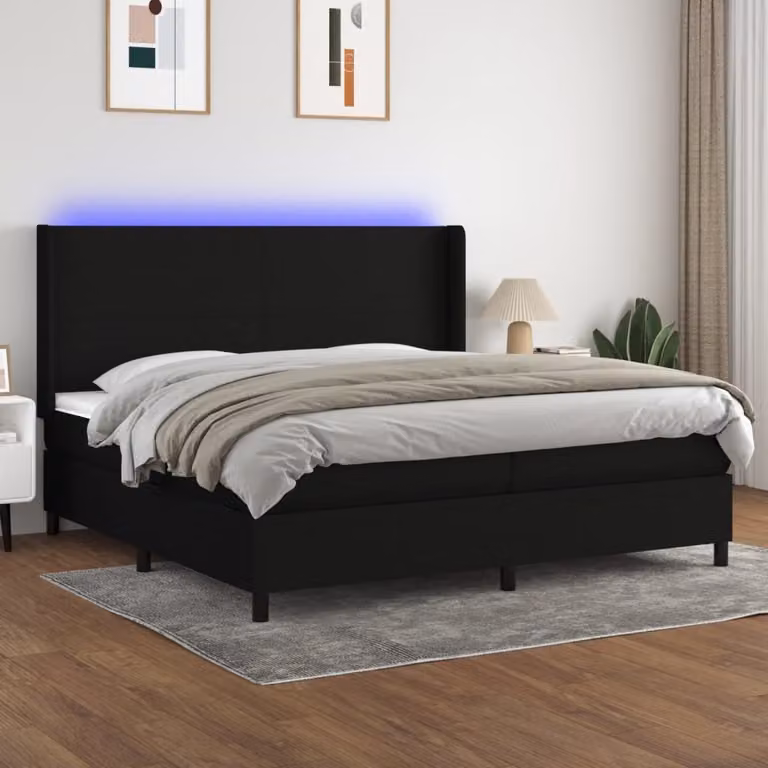 Maison Exclusive - Letto a Molle Materasso e LED Nero 200x200cm in Tessuto