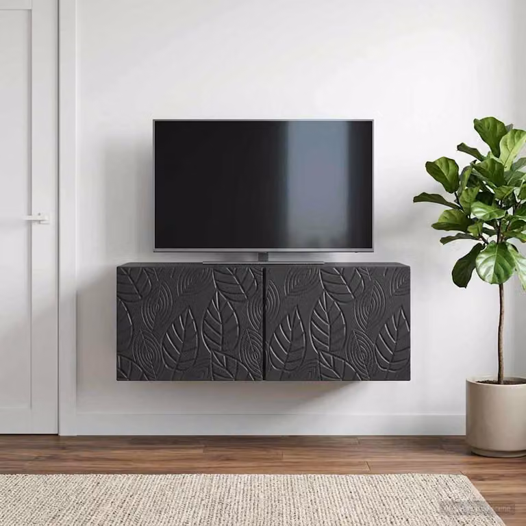 vidaXL Mobile Porta TV da Muro in Legno Nero Vintage L: 59,5 cm, P: 41 cm, H: 30 cm