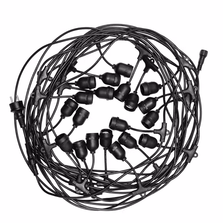 Ghirlanda di lampadine da giardino DANDA 20xE27 20m IP54 impermeabile nero EDO777467 Edo Solutions Garden Line