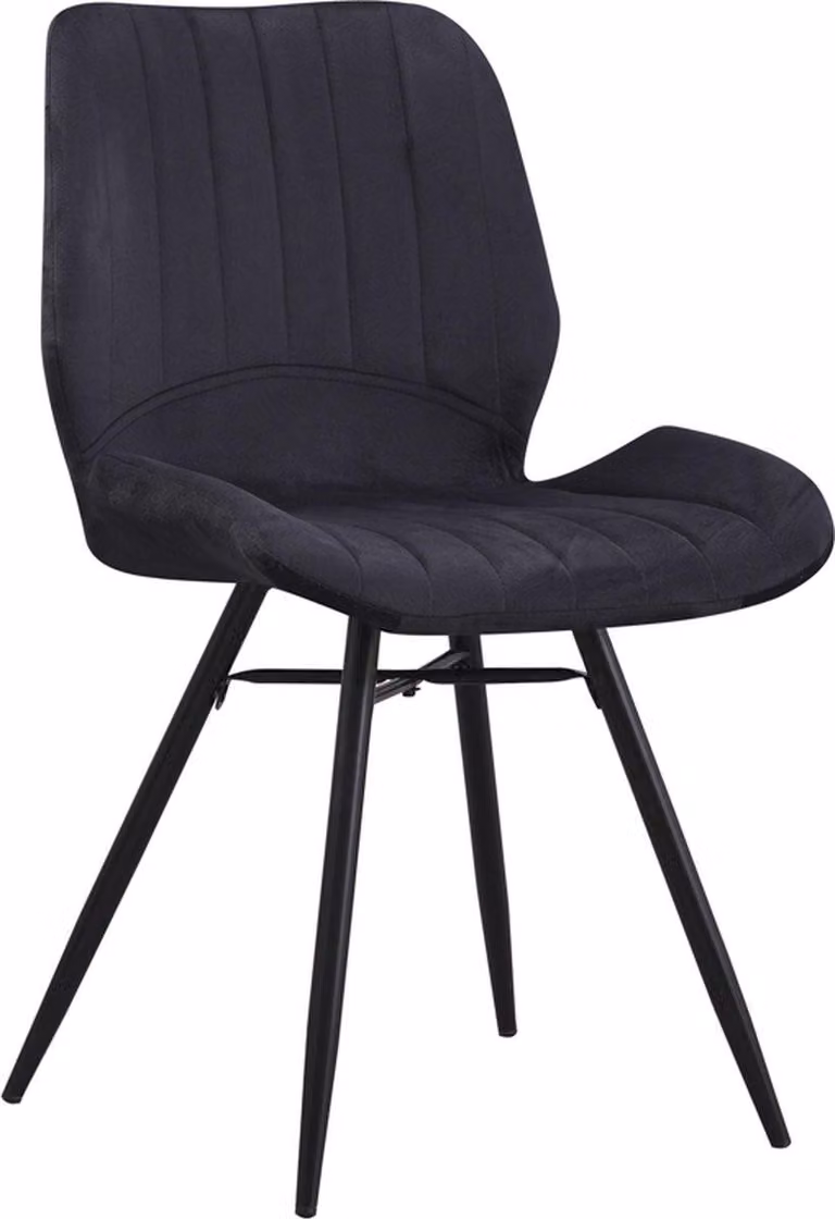 Sedia da pranzo Happyment Peri - Sedia da cucina - Sedia in velluto - Gambe in metallo - Schienale alto - Rivestimento in velluto - Per soggiorno, camera da letto e sala da pranzo - Nero