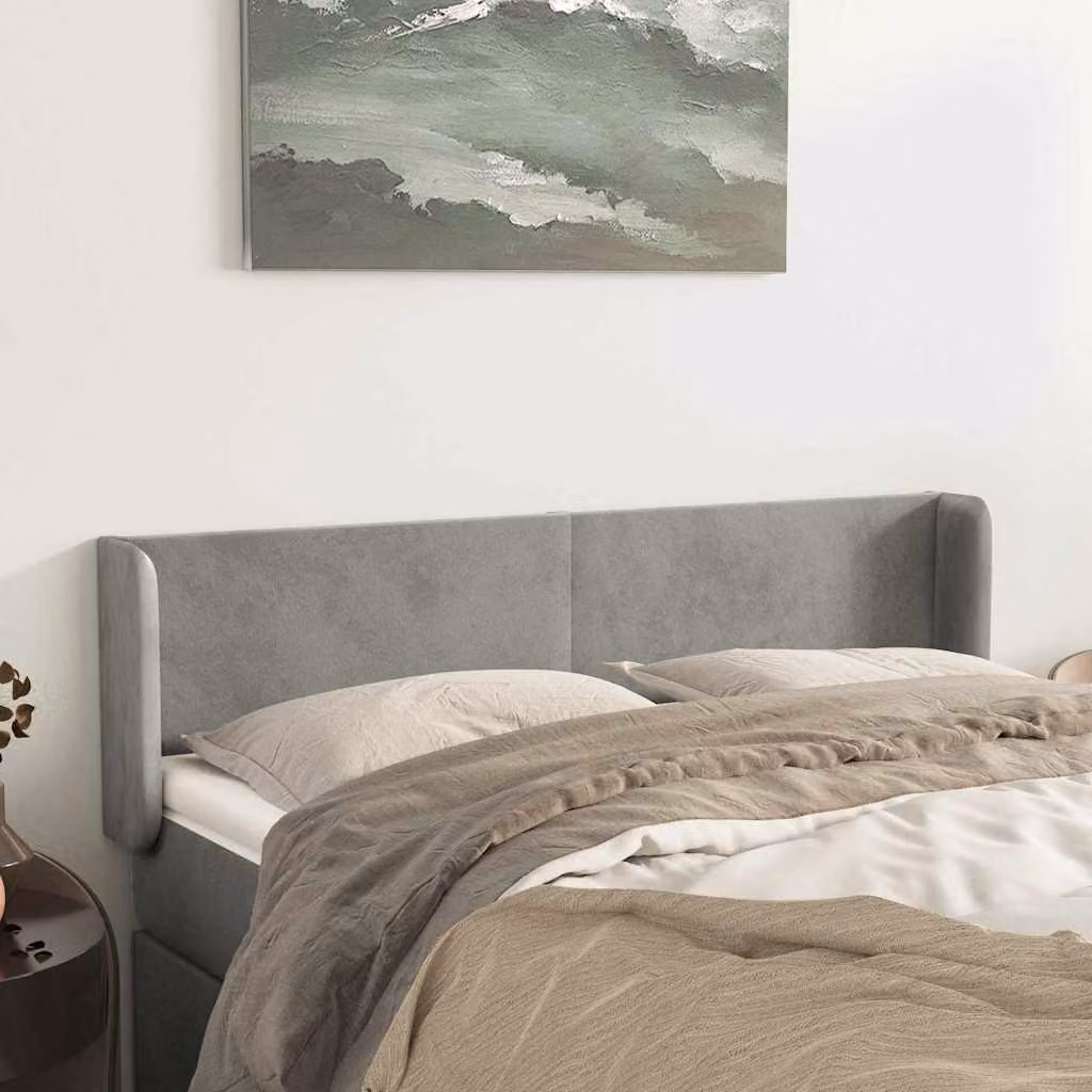 Testiera ad orecchio vidaXL in velluto grigio chiaro L: 147 cm, P: 16 cm, H: 78/88 cm