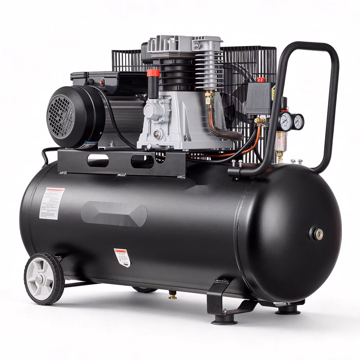 Compressore d'aria a pistoni - Compressore a cinghia da 3 kW - Serbatoio d'aria da 100 litri - 226 litri/minuto a 6,2 bar - Pressione massima: 10 bar - Compressore silenzioso, portatile, con ruote e maniglia - Ideale per officine e uso domestico
