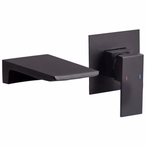 Rubinetto miscelatore a parete monocomando per lavabo in ottone con finitura nero
