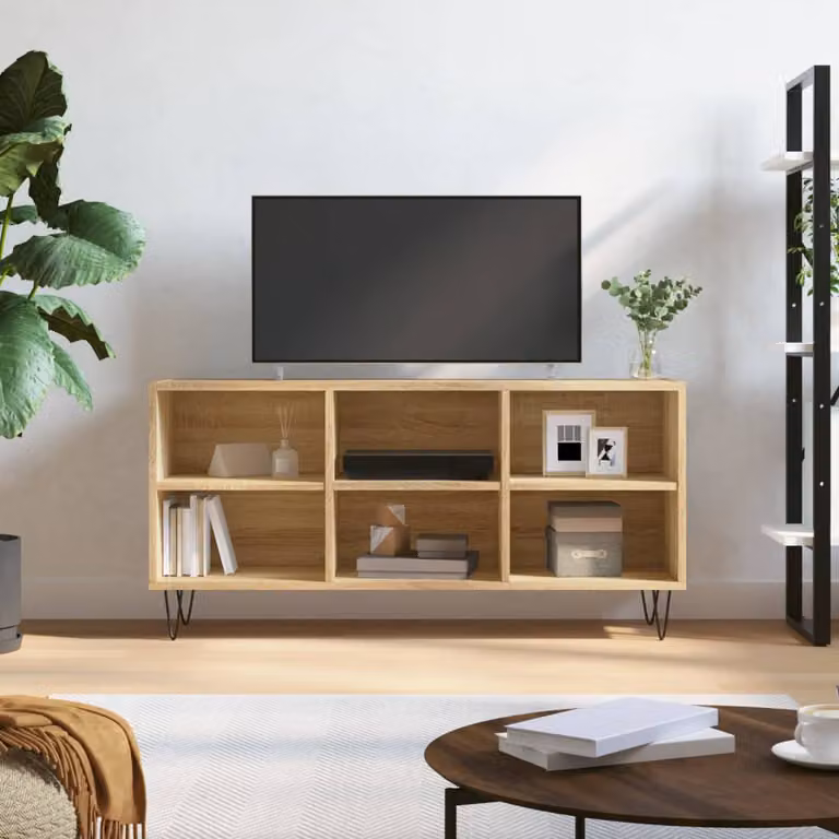 Mobile Porta TV vidaXL Rovere Sonoma con scomparti media, L 103,5 x P 30 x H 50 cm