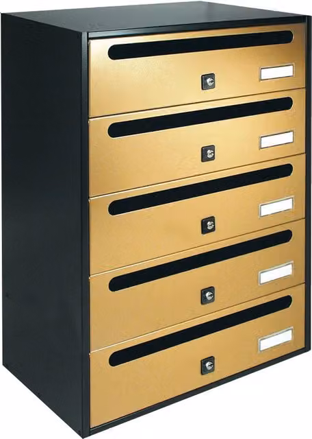 Cassetta Postale Alubox Cubo R 5 Oro L: 38,5 cm, P: 25 cm, H: 53 cm
