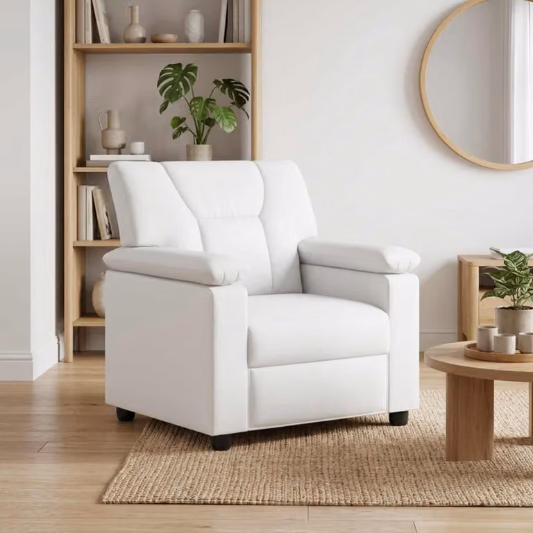 Divano moderno vidaXL in similpelle bianco L: 91 cm, P: 85 cm, H: 93 cm