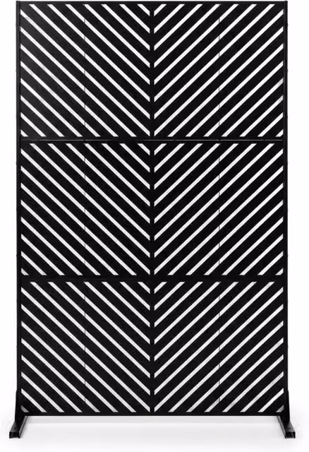Pannello decorativo esterno DESIGN IN nero in acciaio zincato, frangivista divisorio per giardino e balcone, L 121 cm x P 40 cm x H 183 cm – 1