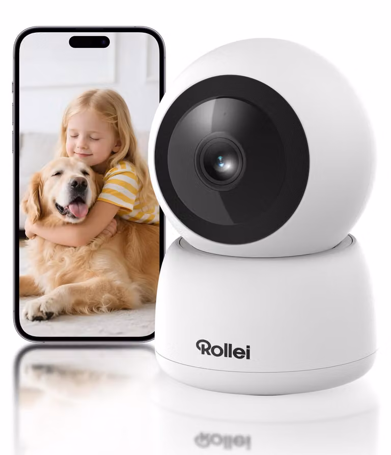 Telecamera di sicurezza interna Rollei, visione a 360°, telecamera per videosorveglianza interna