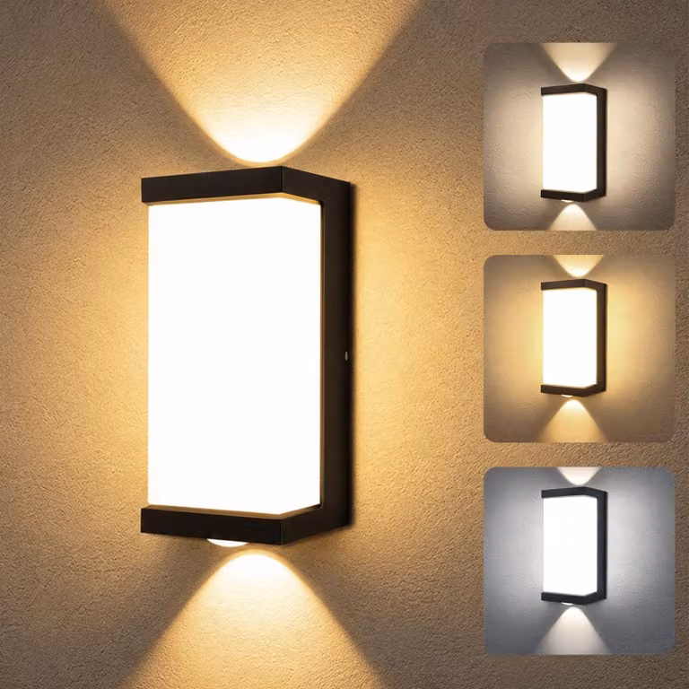 Lampada a LED da parete, 12 W, dimmerabile, temperatura di colore regolabile da 3000 a 6500 K, con doppio proiettore, realizzata in alluminio