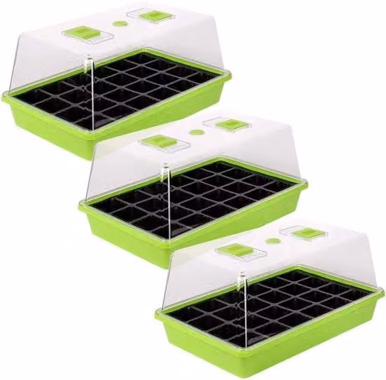 Set di serra mini 3 pezzi 38x24x18 cm con coperchio e ventilazione