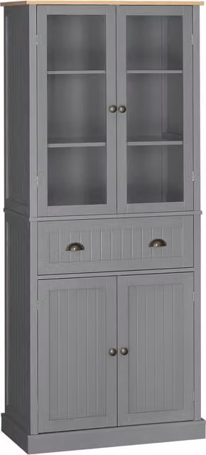 Mobile Dispensa a 5 Livelli con Cassetto Centrale 76x40x182,5 cm in MDF e Truciolato Grigio