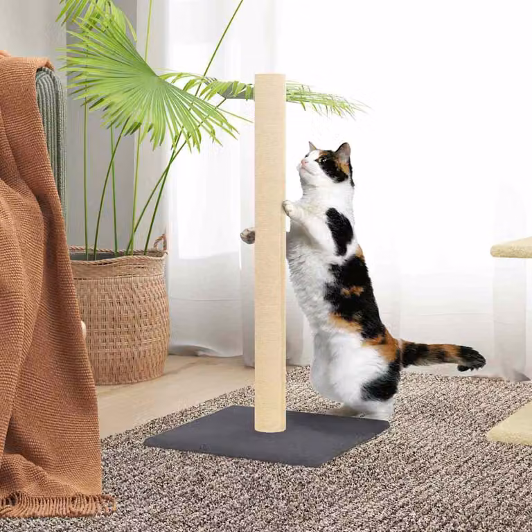 vidaXL Palo Tiragraffi per Gatti in Sisal e Legno, Grigio, L/P/H: 35 x 35 x 70 cm