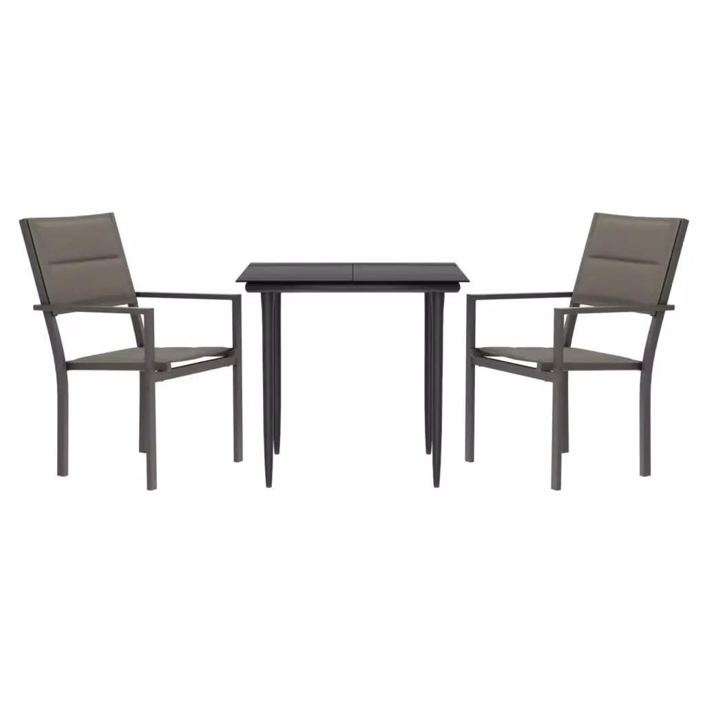 Set da Pranzo da Giardino Moderno vidaXL in Acciaio Verniciato a Polvere e Vetro, Colore Antracite – 2