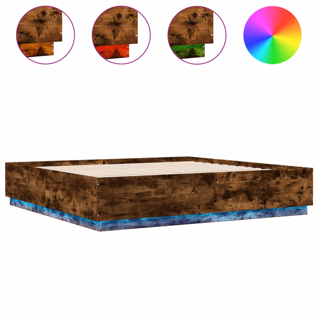 Giroletto con Luci LED Rovere Fumo 200x200 cm Legno Multistrato