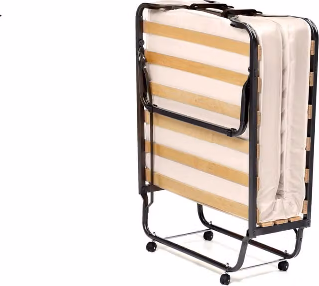 Letto brandina con materasso in memory foam 4 ruote girevoli struttura resistente, Lettino pieghevole per casa Beige