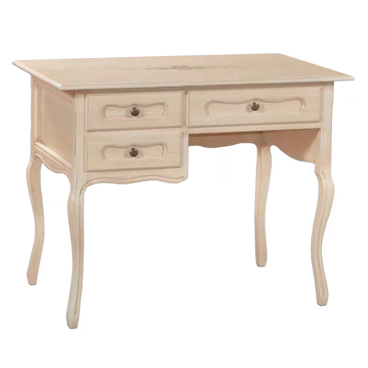 Scrivania in legno di pino bianco con decori floreali Mobili 2G L: 100 cm, P: 60 cm, H: 79 cm