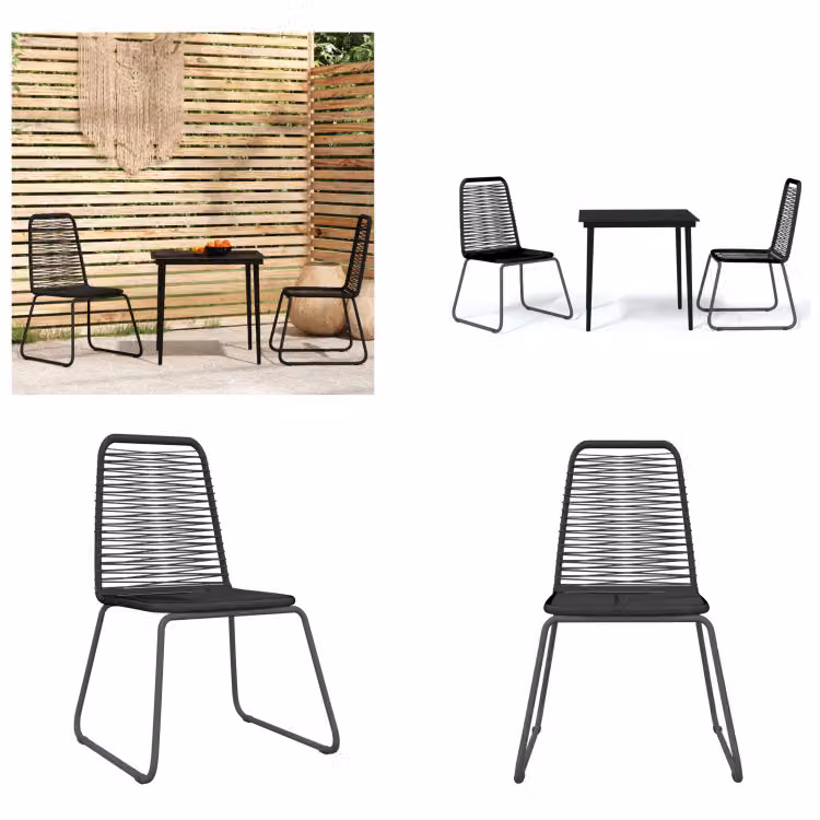 vidaXL Set da pranzo da giardino 3 pezzi nero - Set da pranzo da giardino - Set da pranzo da esterno - Set da pranzo da patio