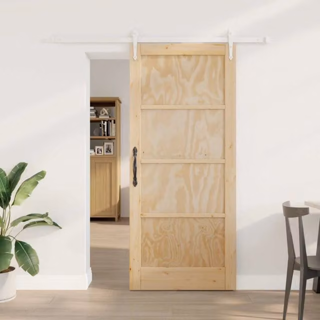 Porta scorrevole ORKDAL vidaXL in legno massello di pino, colore naturale, L: 86 cm, H: 198,5 cm