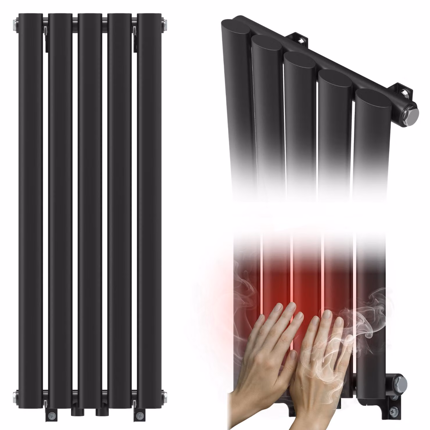 Granitan - Radiatore da bagno - Scaldasalviette - 80x30 cm - Nero - verticale - Scaldasalviette - AXIS