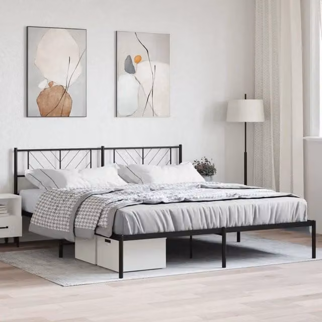 Giroletto vidaXL con testiera in metallo nero L/P: 200 x 200 cm – 1