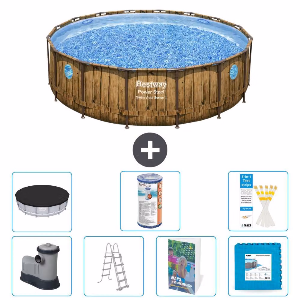 Bestway Power Steel, piscina rotonda - 488x122 cm - composta da 6 parti, modello S602