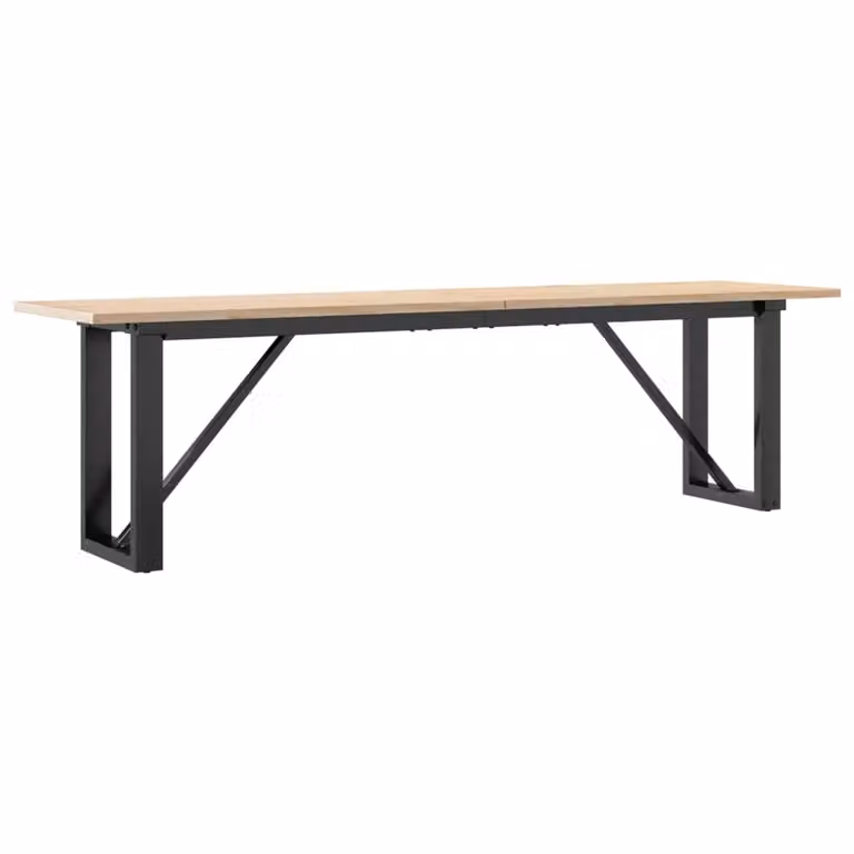 Tavolino Salotto Telaio a O 160x40x45cm Legno Pino e Acciaio