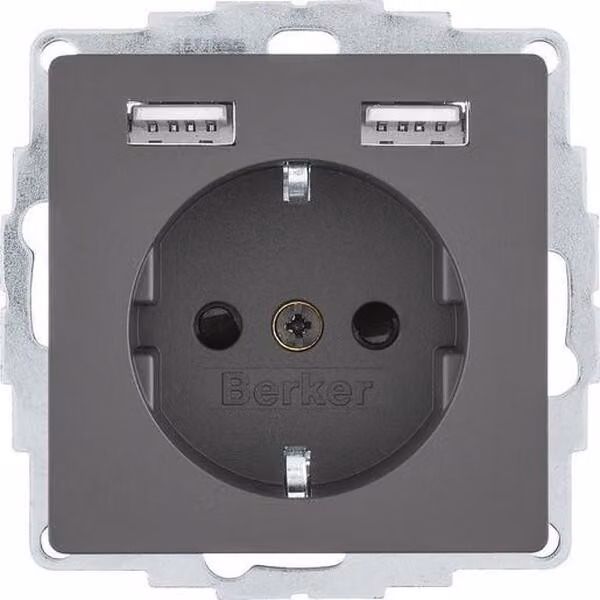 Berker SSD con 2 porte USB da 2,4A, colore nero (codice prodotto: 48036085, modello: Q.X)