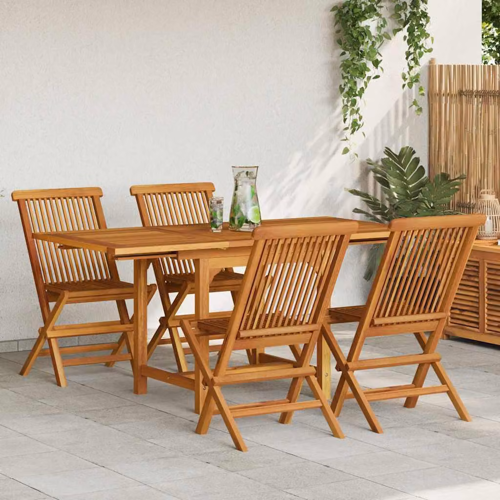 Set da pranzo da giardino vidaXL in legno di teak marrone, 5 pezzi – 1