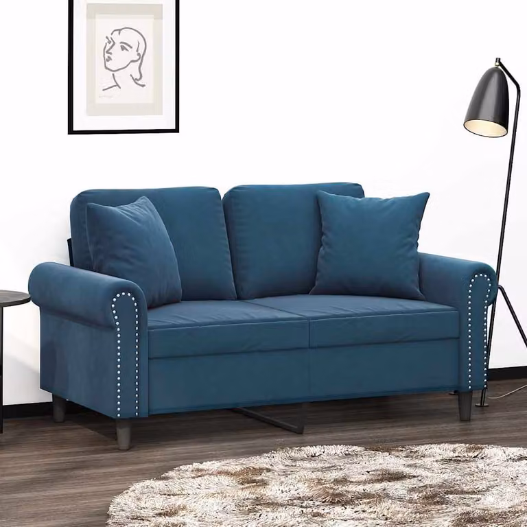 Set di 2 cuscini decorativi quadrati vidaXL in velluto blu, L 40 cm x P 40 cm