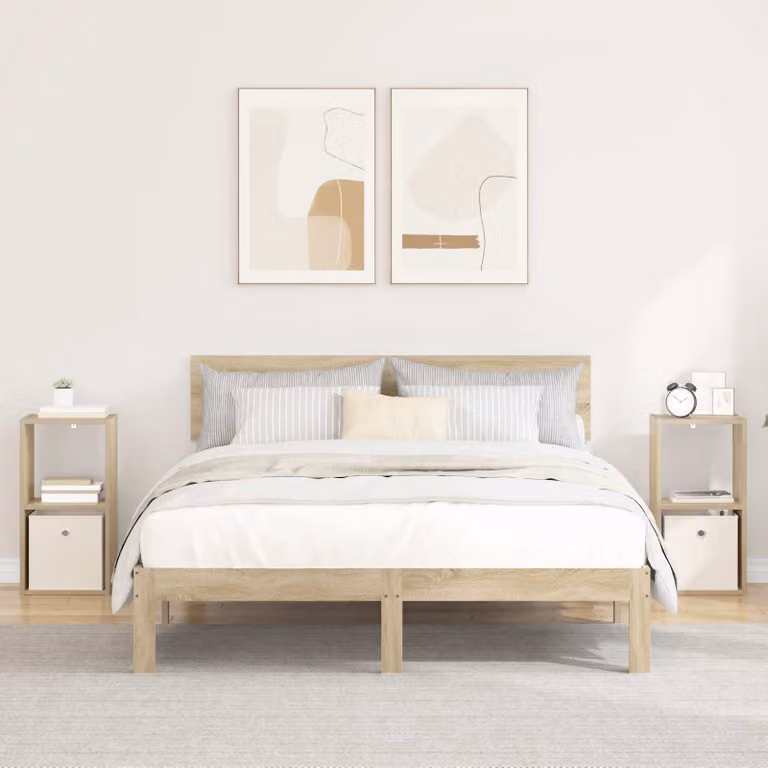 Set di 2 comodini moderni vidaXL in rovere sonoma, colore marrone/beige, L 30,5 cm x P 27 cm x H 59,5 cm