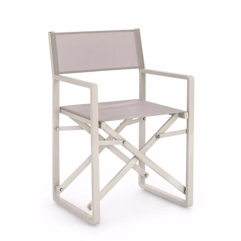 Set di sedie regista da giardino KONNOR in textilene tortora e struttura in alluminio beige