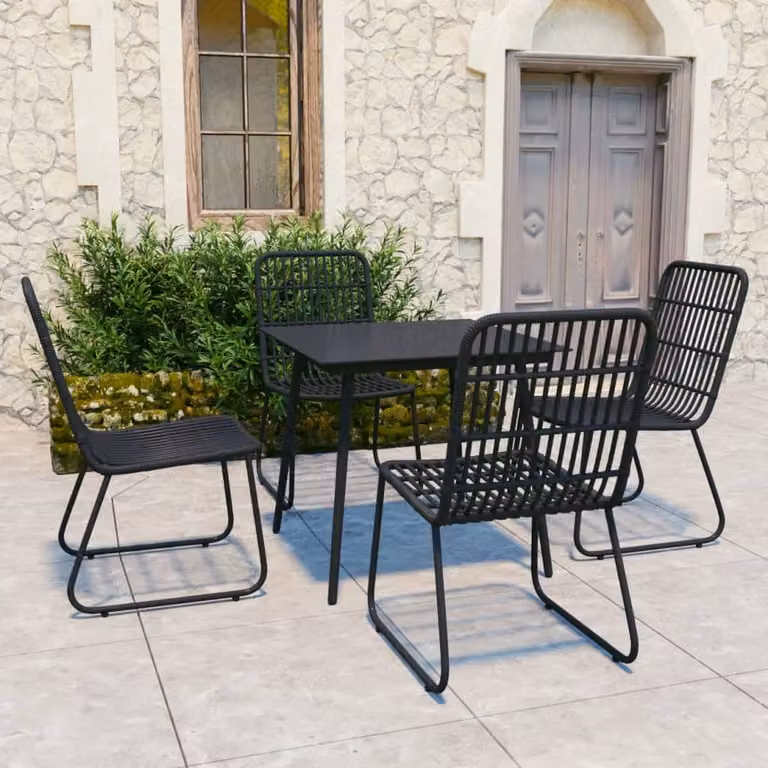 Maison Exclusive - Set da pranzo da giardino a 5 pezzi in rattan sintetico e vetro
